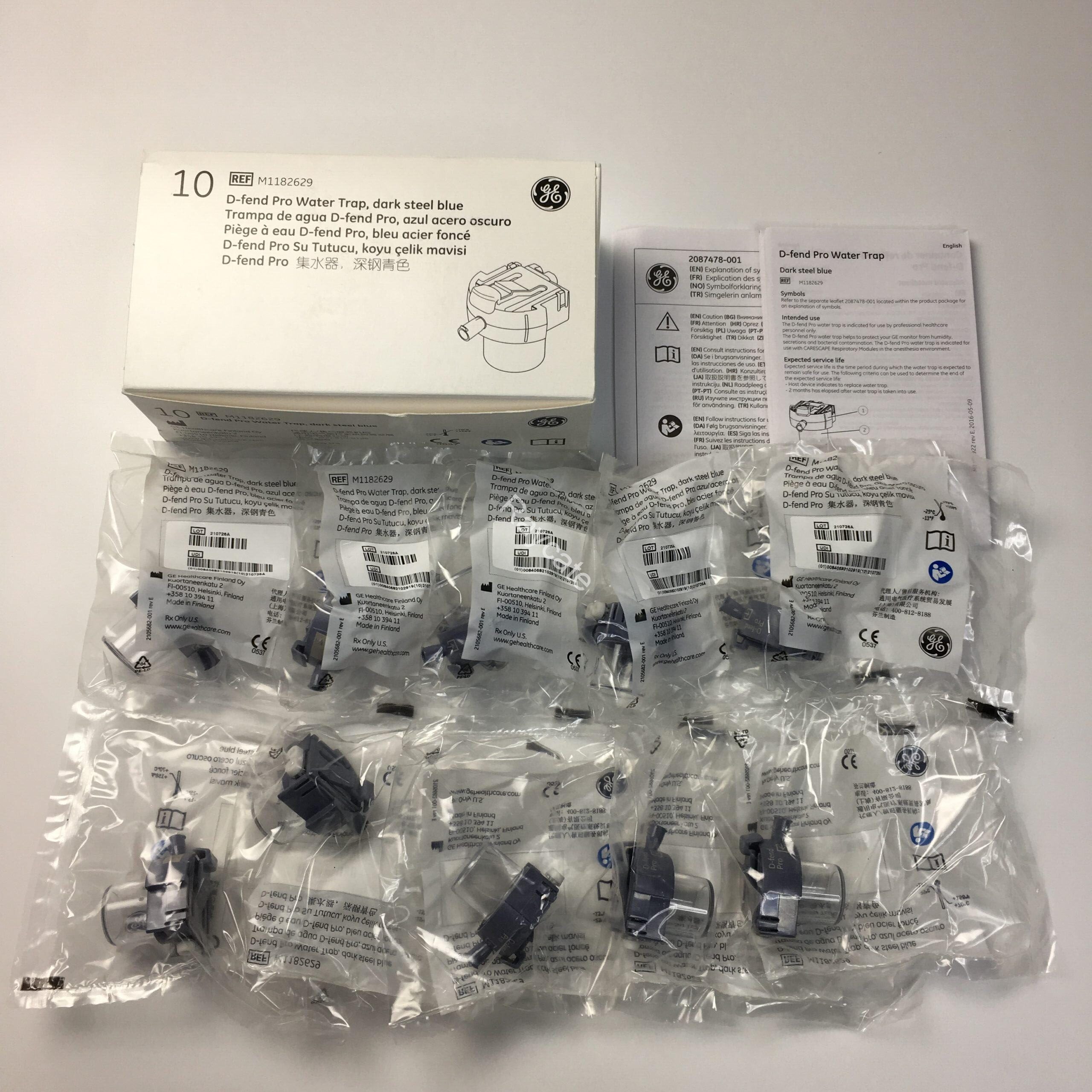 M1826629 D-Fend Pro Water Trap, Dark Steel Blue, box of 10 pieces of GE Avance CS2 Anesthesia