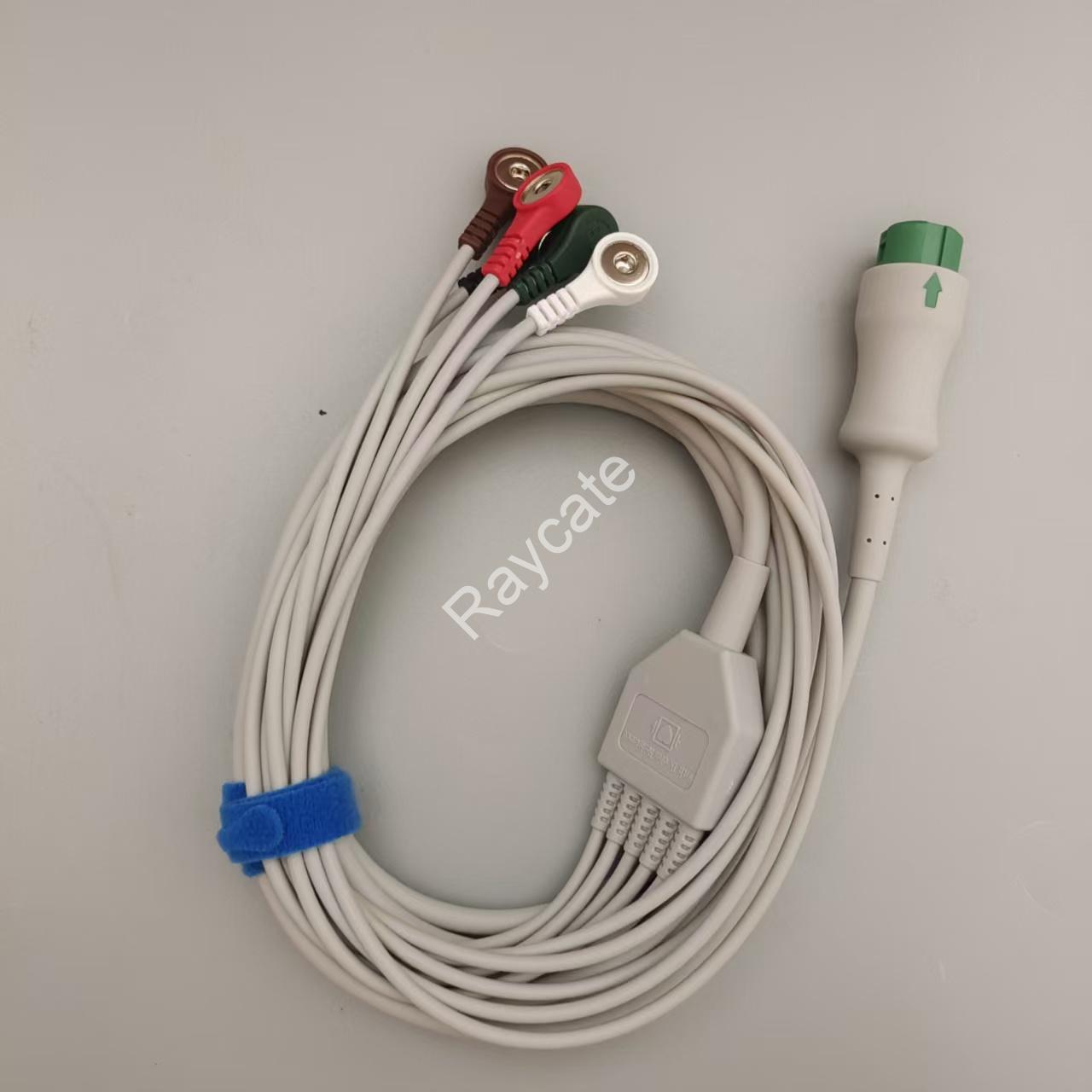 EA6251B:12 Pins 5-Lead ECG Cable,AHA,Snap 040-000961-00